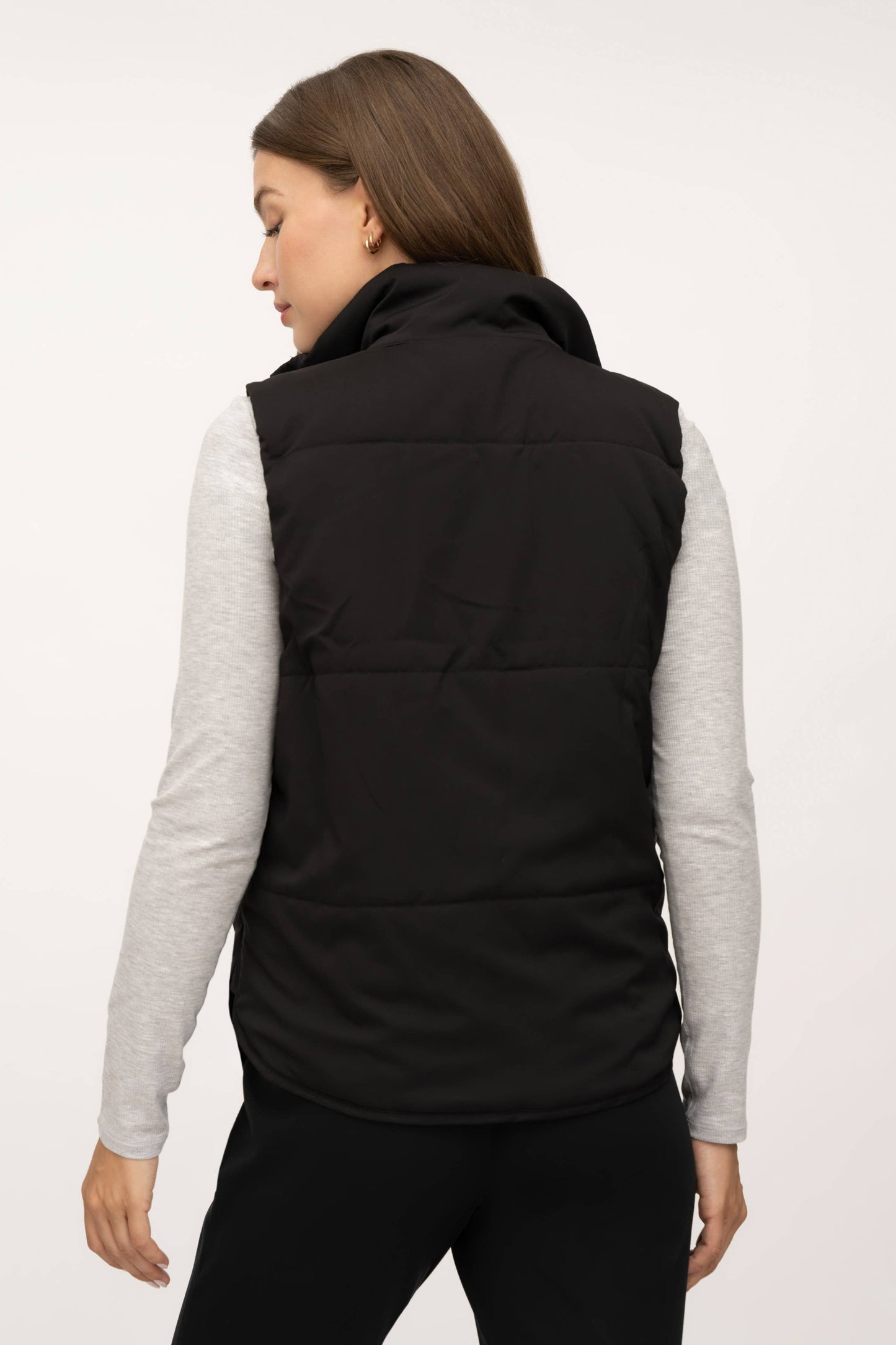 Puffer Vest with Zipper Pockets- Women