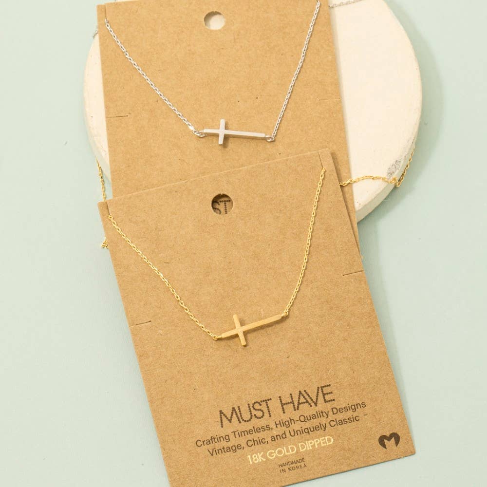 Side Cross Necklace