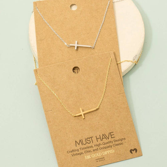 Side Cross Necklace