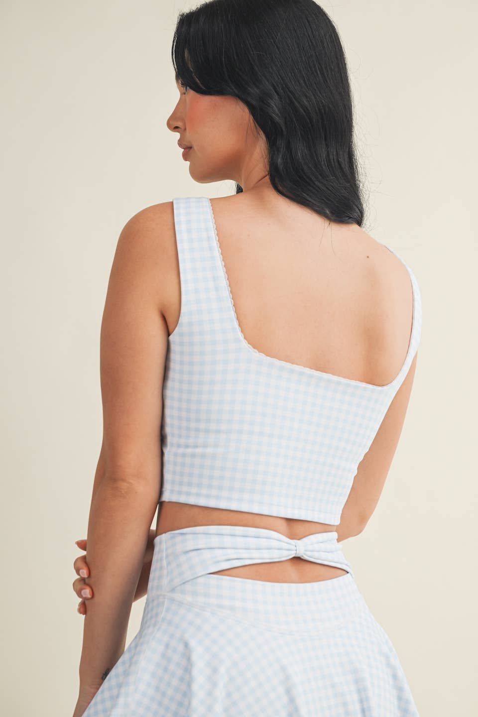 Gingham Crop Tank w/Lace
