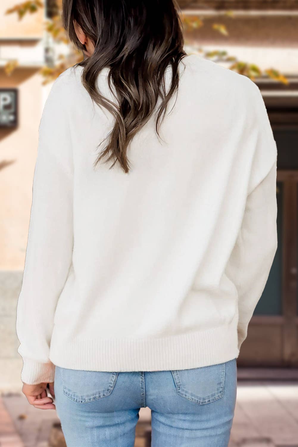 Thankful Letter Embroidered Knit Sweater