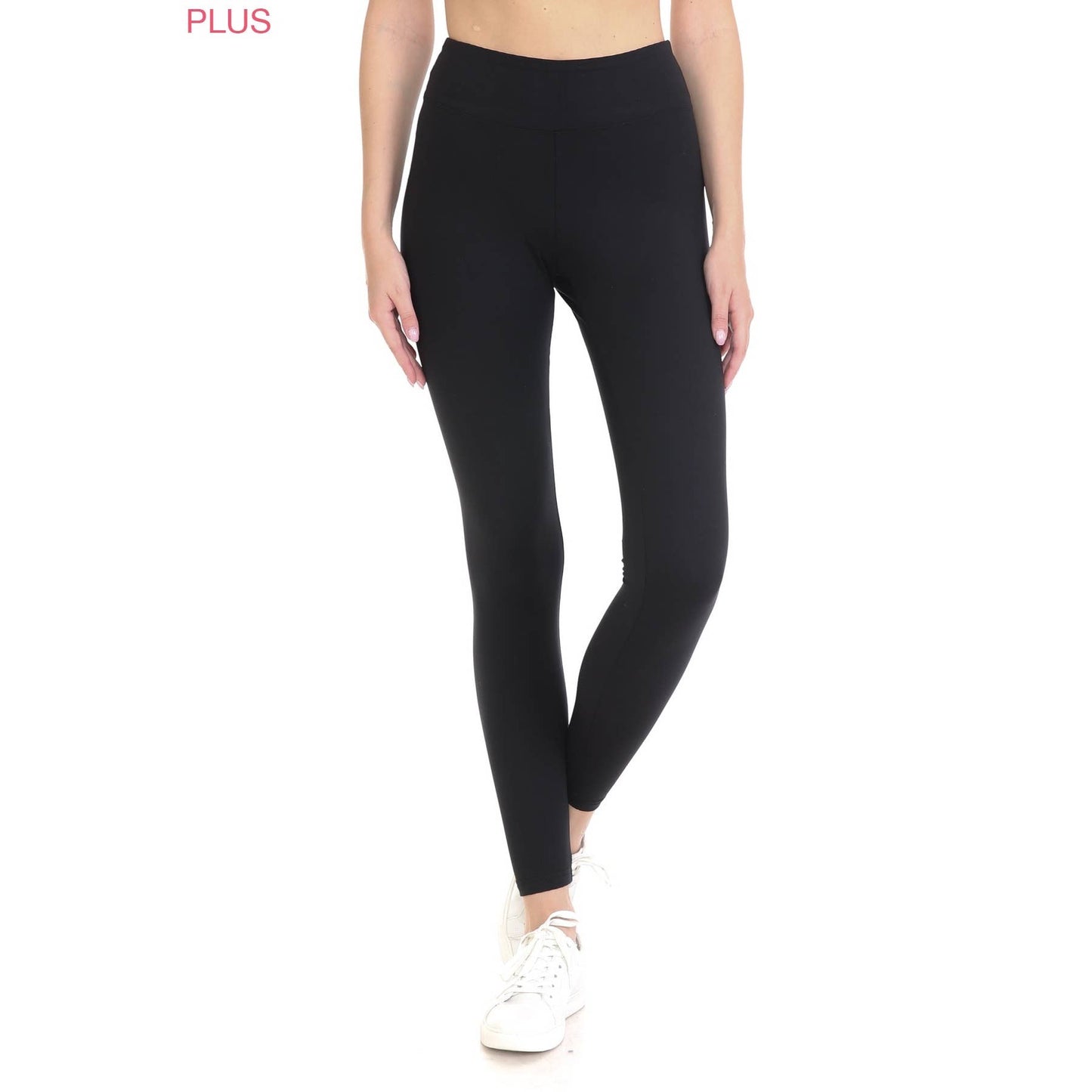 3" Yoga Band Solid Leggings- Plus