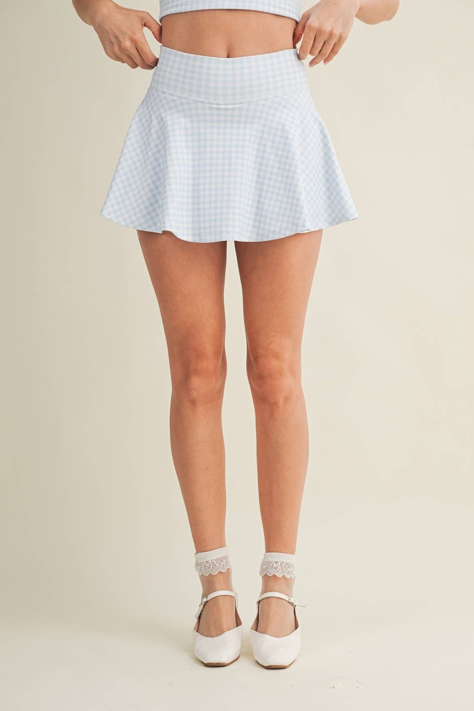 Gingham Mini Skort w/ Bow Back