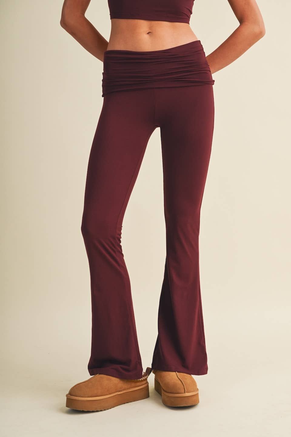 Soft Knit Foldover Flare Pants