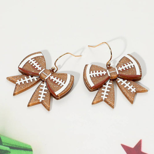 Football Bow Dangle Earrings
