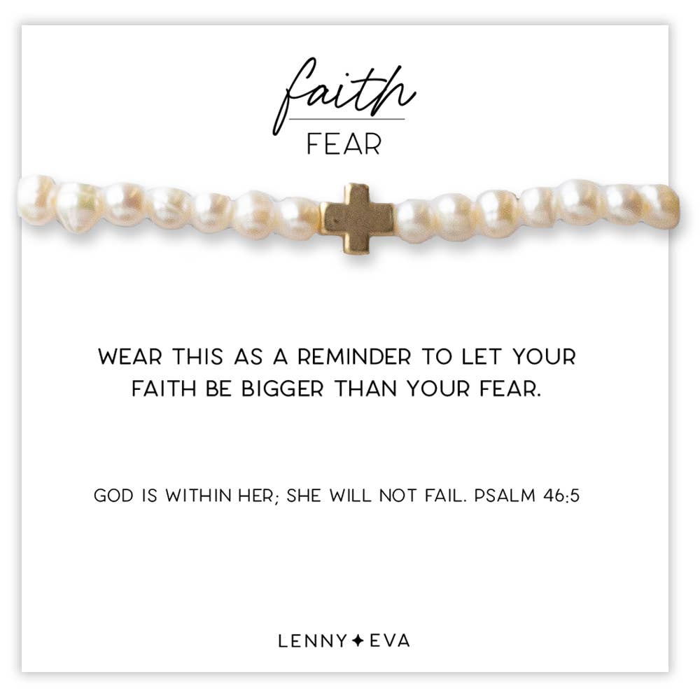 Faith Over Fear Gold Cross Bracelet
