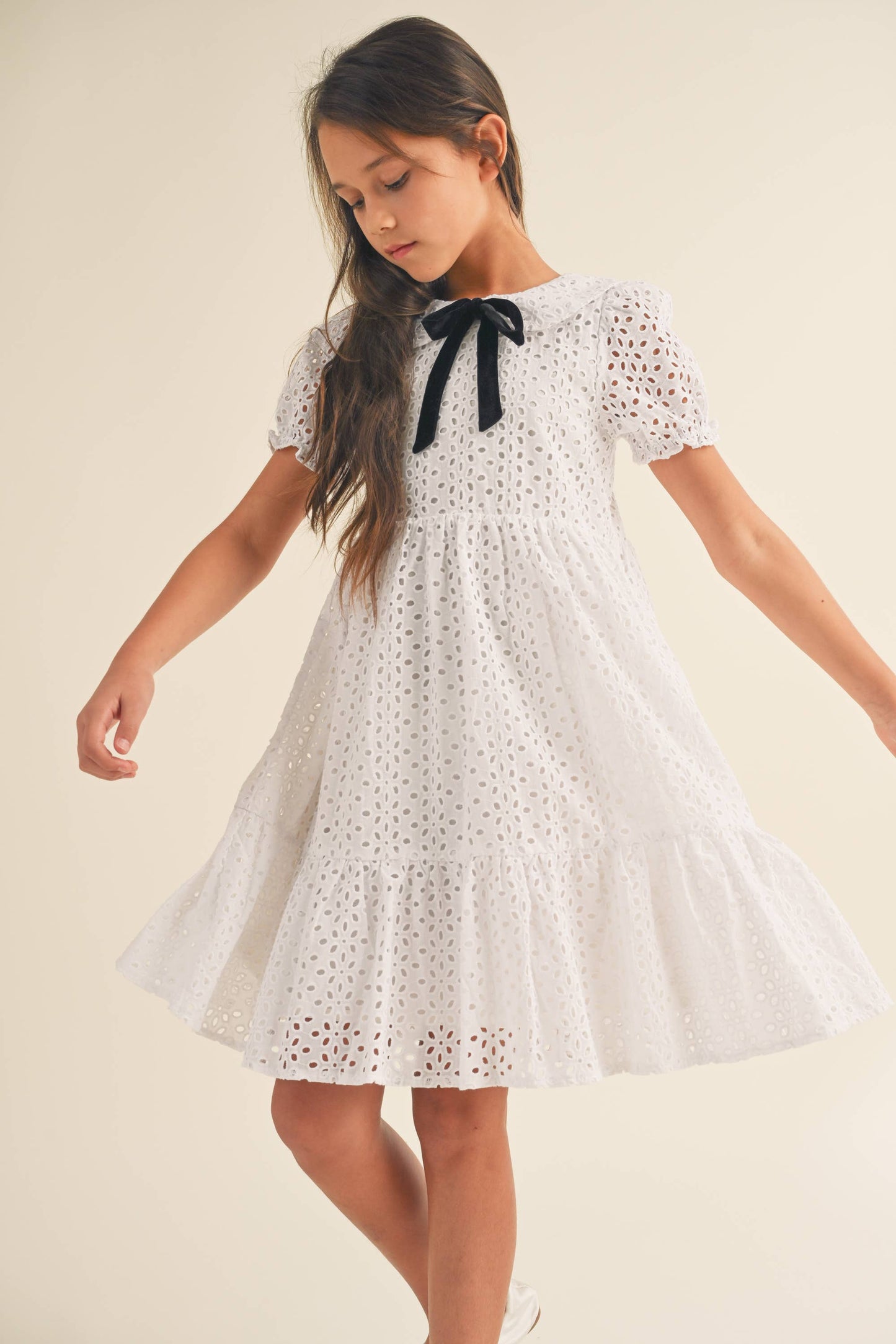 GIRLS DRESS W/ PUFF SLEEVES