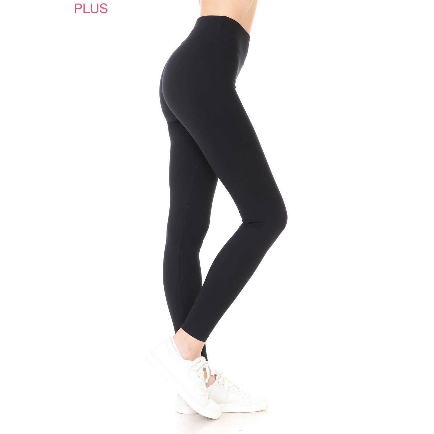 3" Yoga Band Solid Leggings- Plus