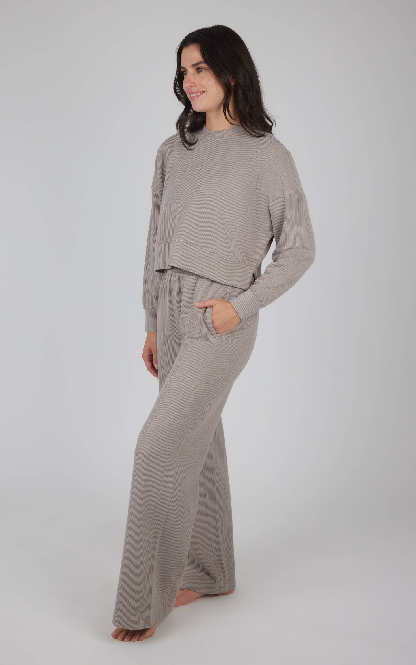 Rib Scuba Pullover and Wide Leg Pant - Women