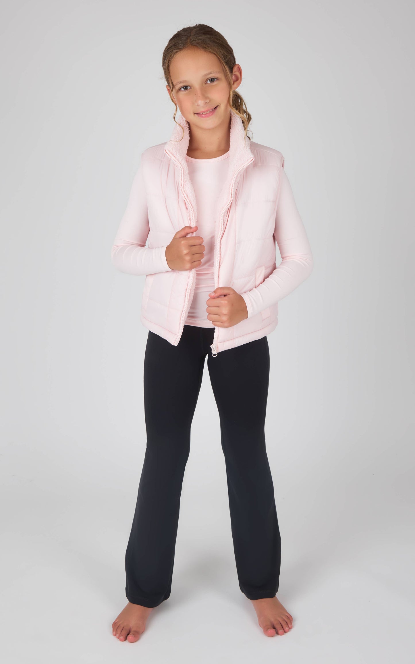 Sherpa Lining Vest, Top, Flare Pant - 3 PC Set