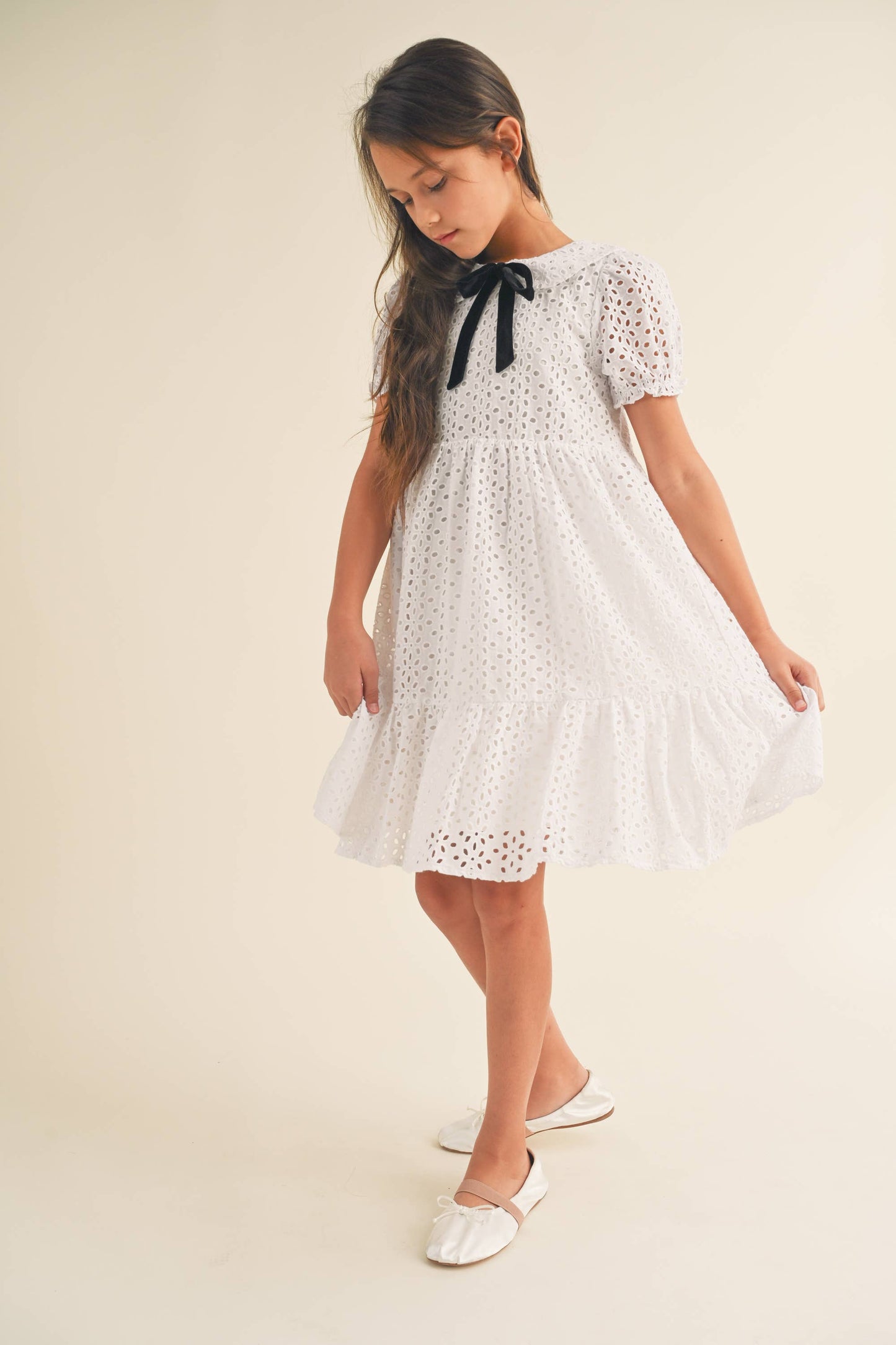 GIRLS DRESS W/ PUFF SLEEVES