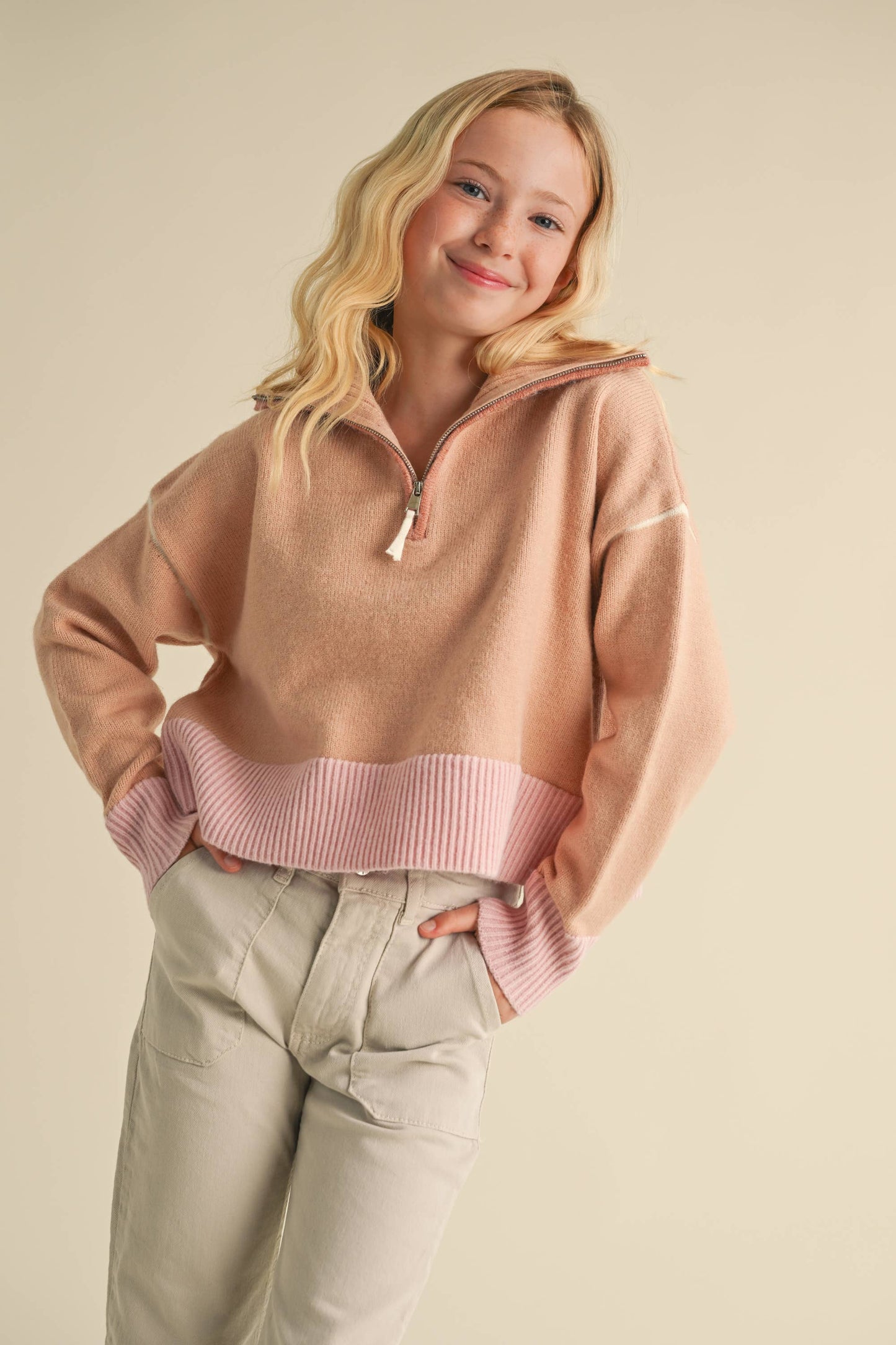 Sunset Sailor Half Zip Sweater-Girls