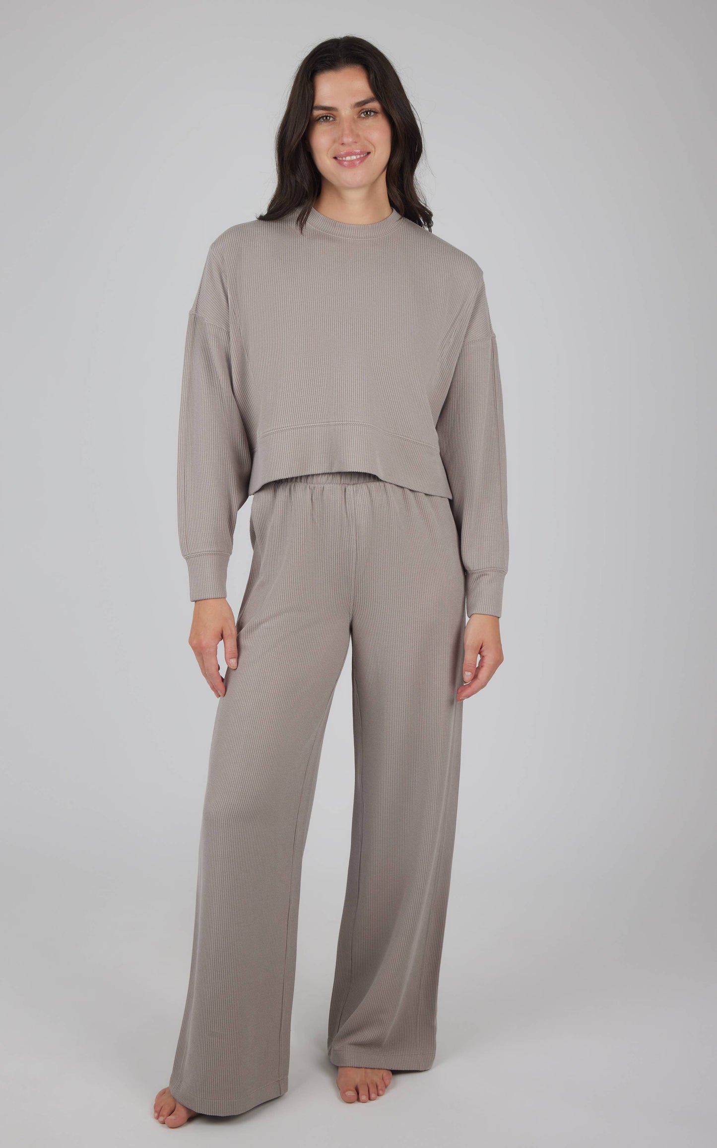 Rib Scuba Pullover and Wide Leg Pant - Women