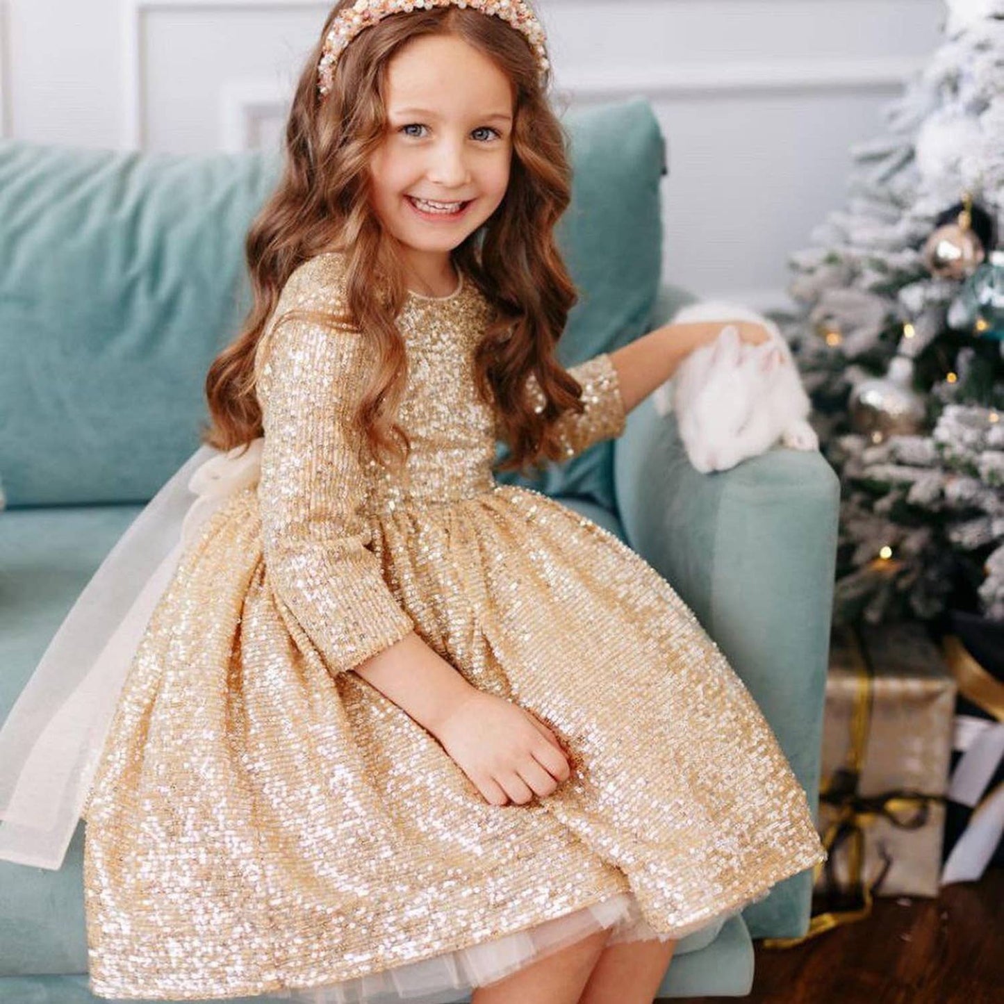 Gold Princess Bow Dress- Girls