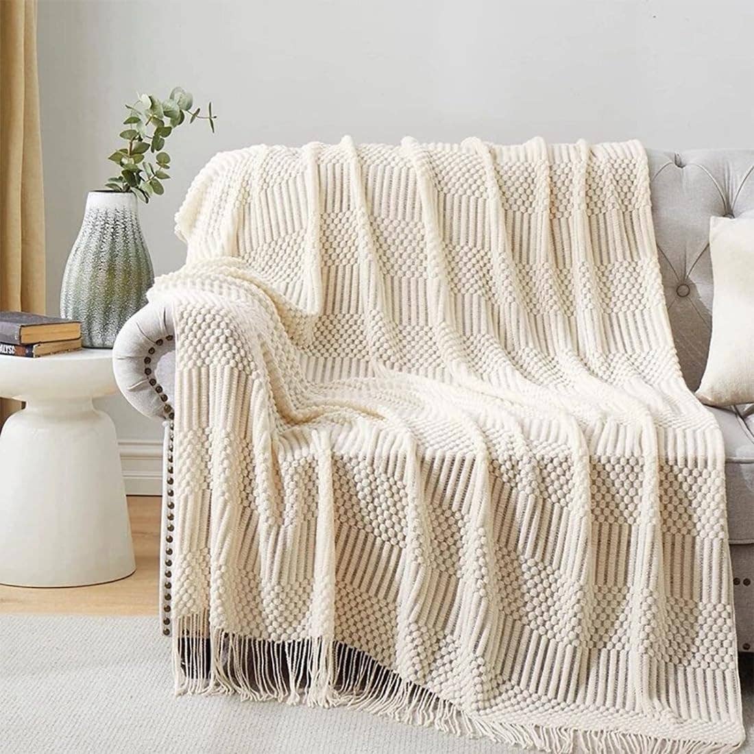 Waffle Stripe Throw Blanket