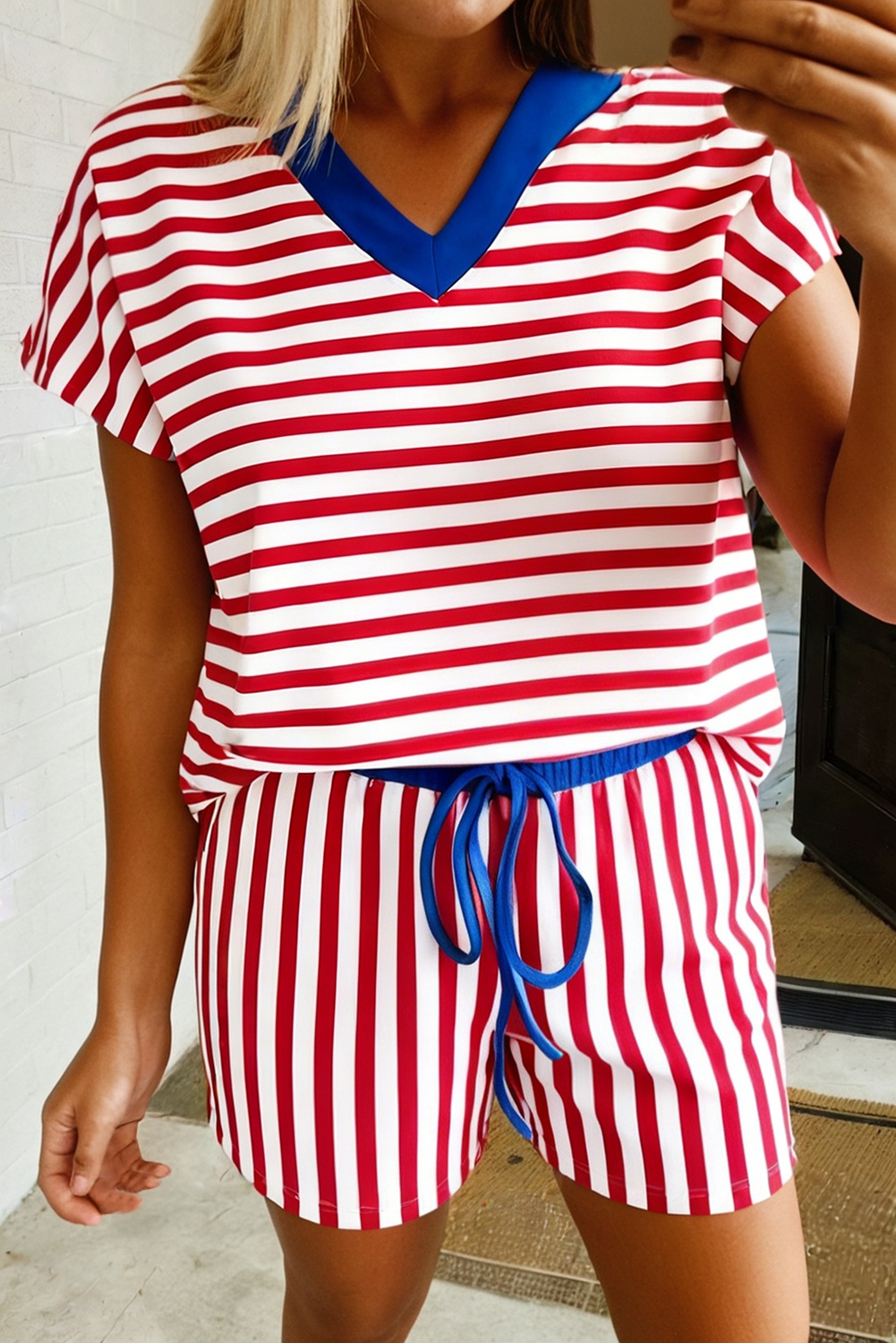 Stripe Colorblock Short Set