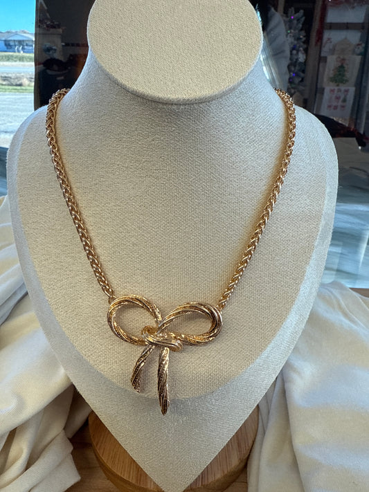 Golden Grace Bow Necklace