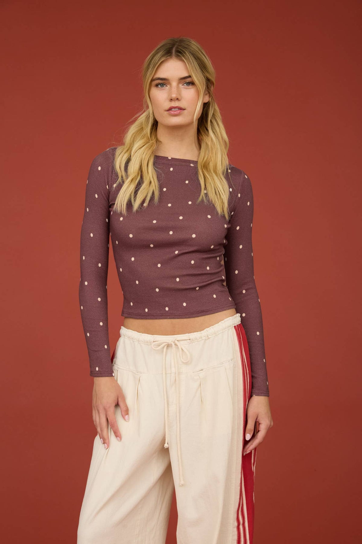 POLKA DOT BOAT NECK TOP