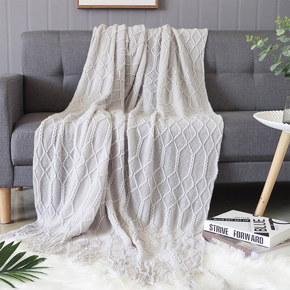 Rhombus Diamond KnitThrow Blanket