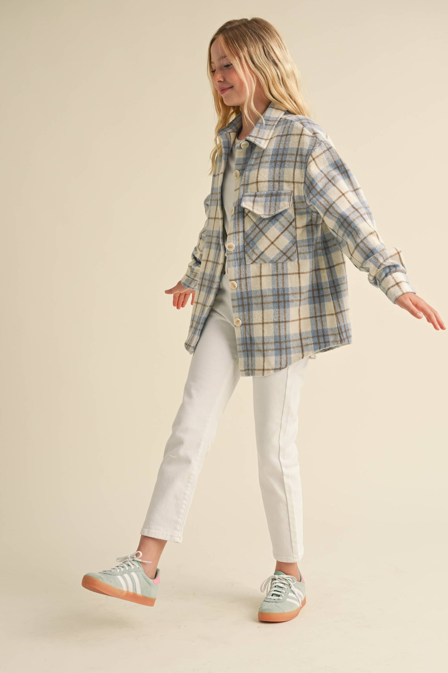 Perfectly Plaid Shacket- Girls