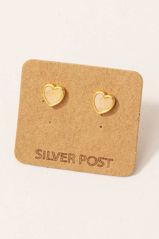 Mini Gemstone Heart Stud Earrings