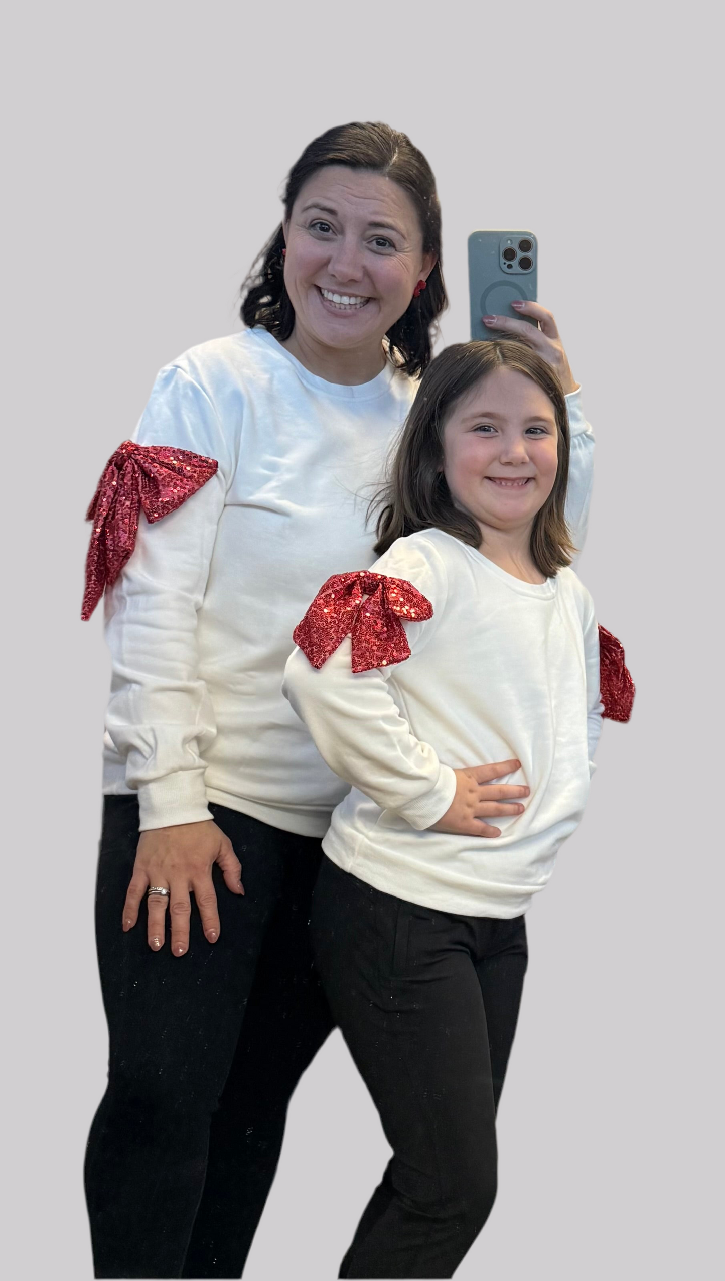 Christmas sequin bow Mommy & Me sweatshirt