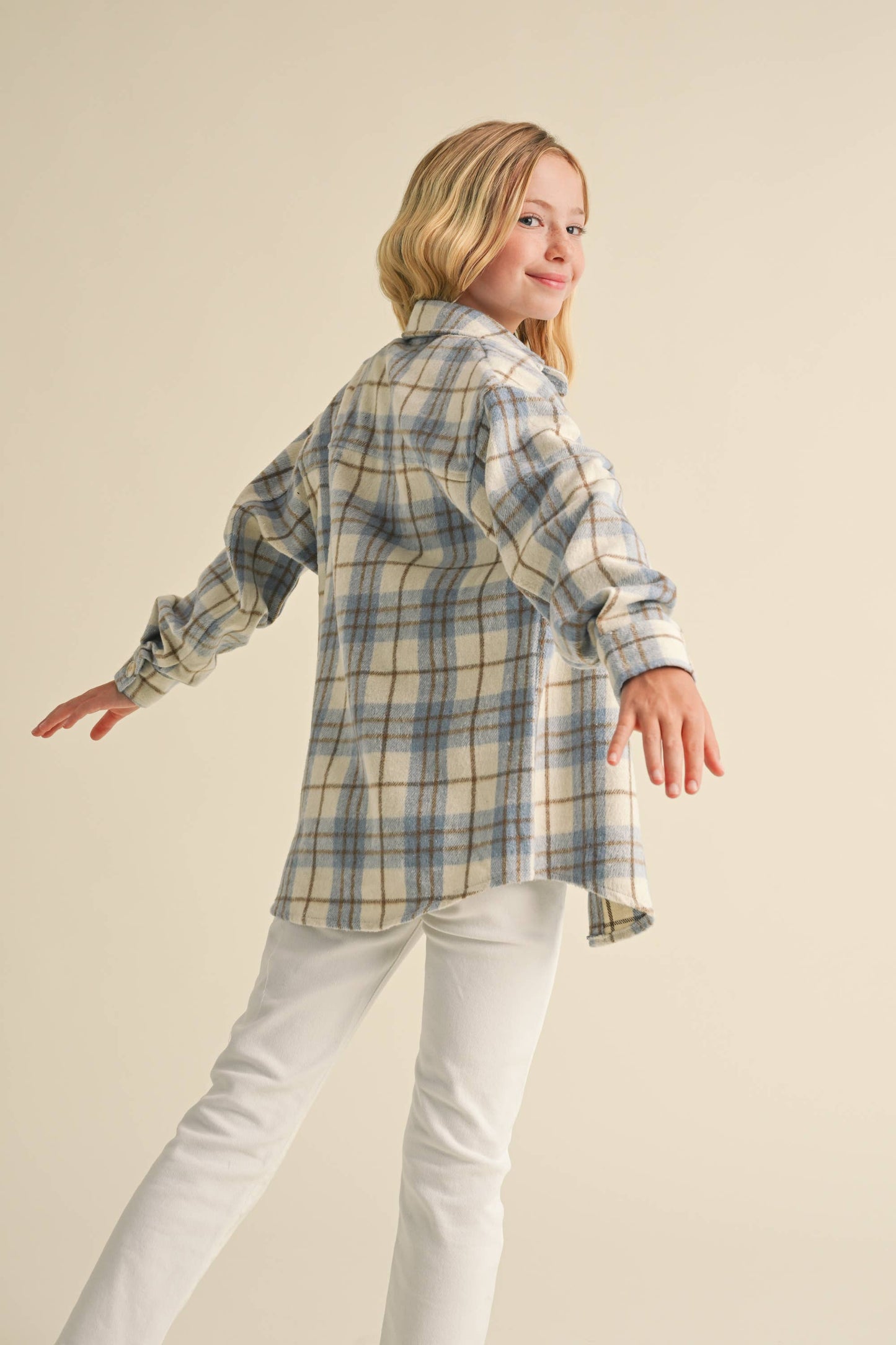 Perfectly Plaid Shacket- Girls