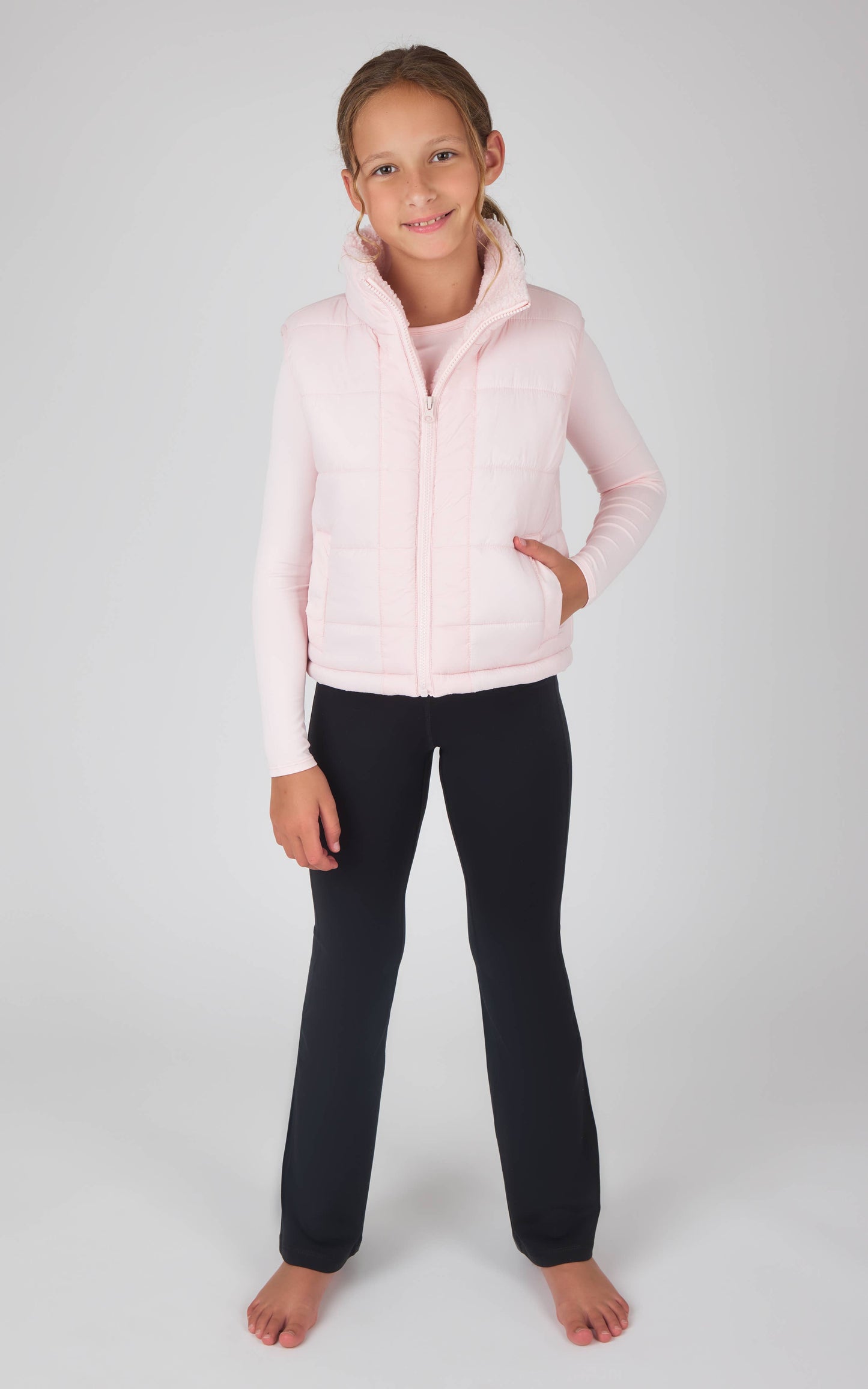 Sherpa Lining Vest, Top, Flare Pant - 3 PC Set