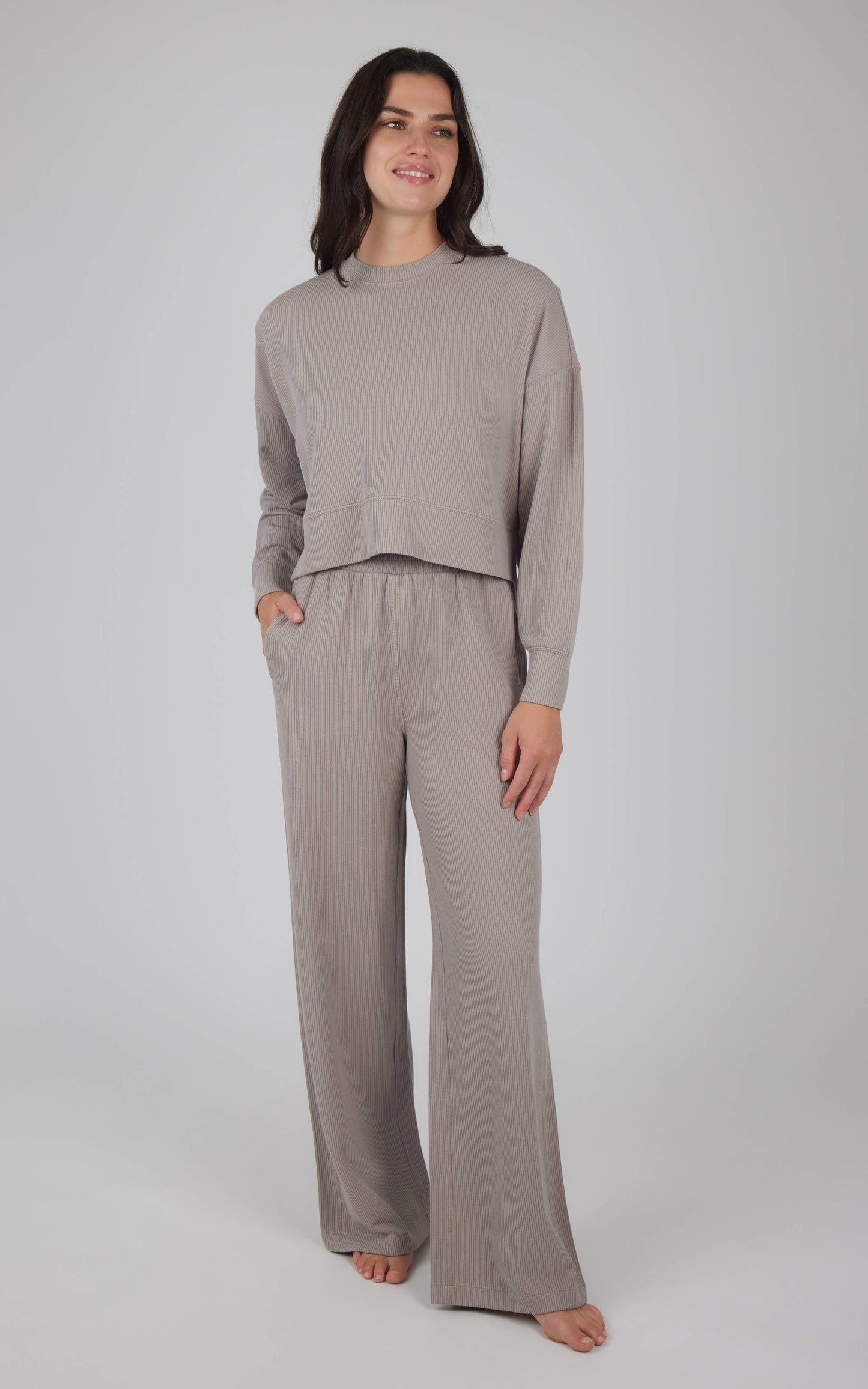 Rib Scuba Pullover and Wide Leg Pant - Women