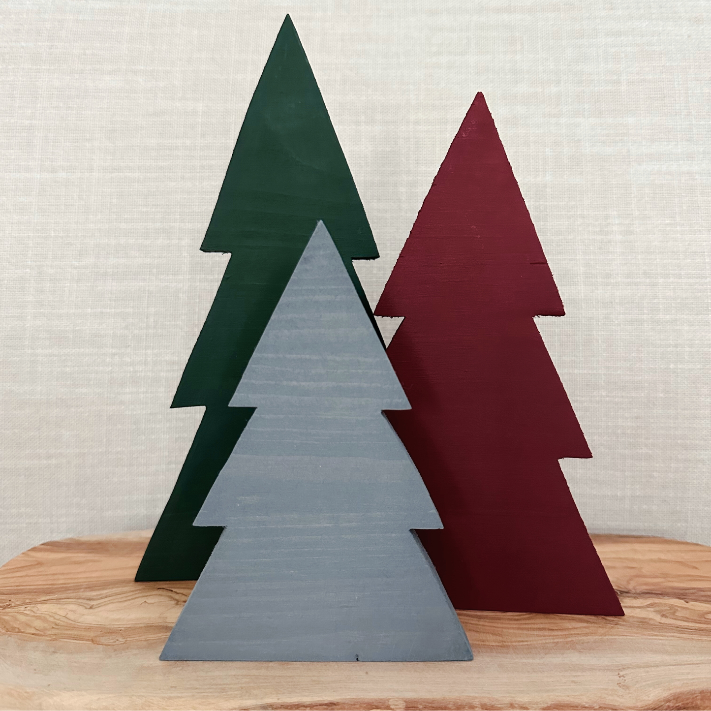 Set of 3 Wood Christmas Tree | Handmade | Traditional Set