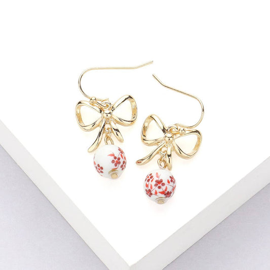 Floral Bow Dangle Earring