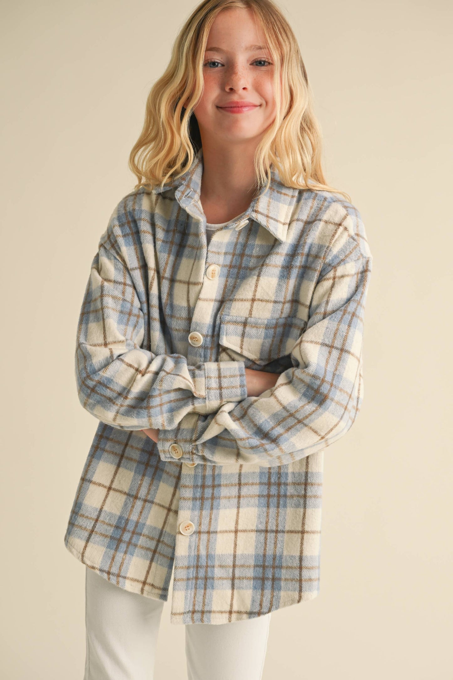 Perfectly Plaid Shacket- Girls