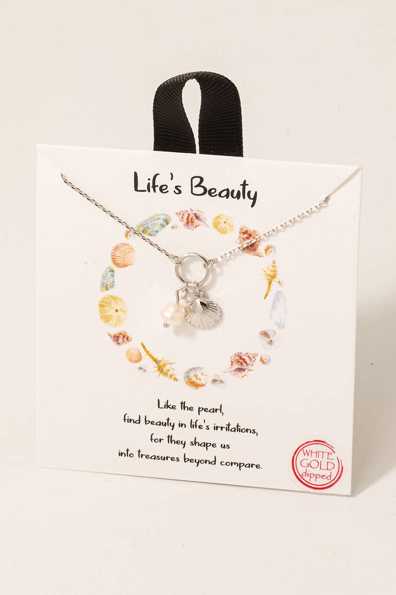 Pearl Seashell Charm Necklace