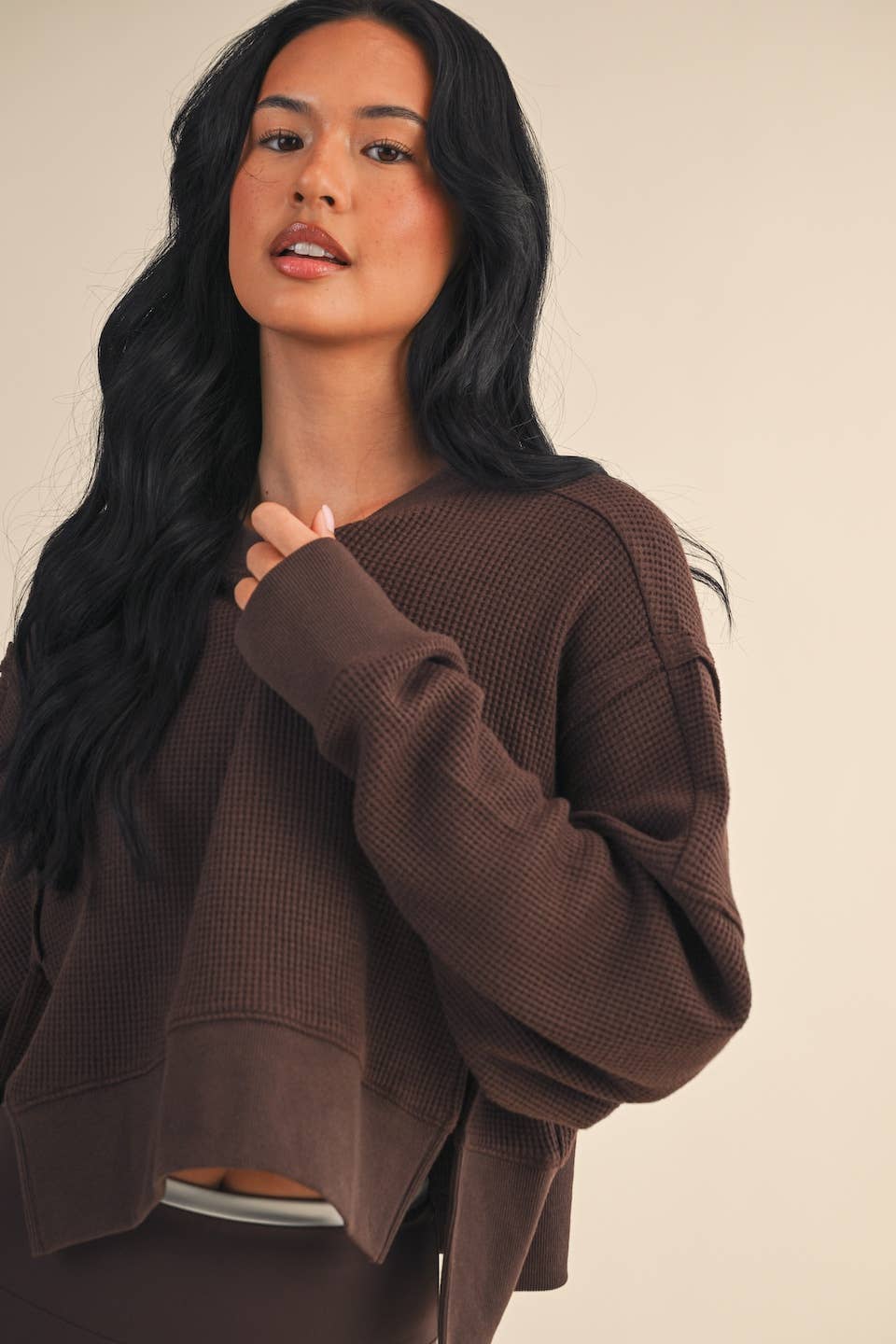 Waffle Knit Oversized Top