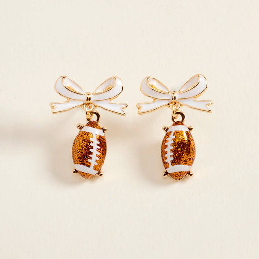 Football Bow Dangle Earrings