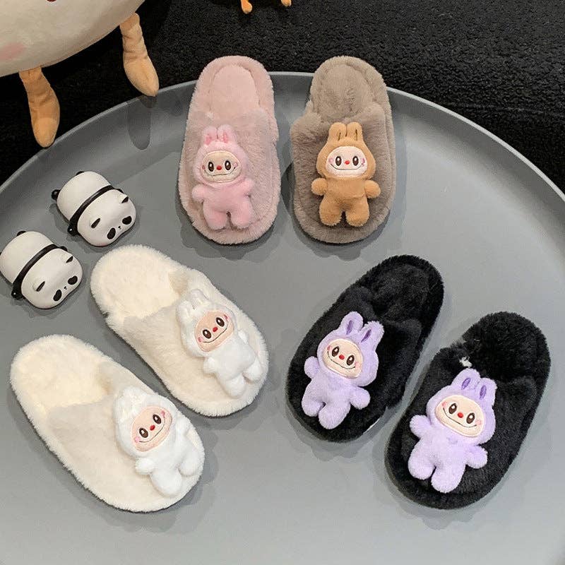 Little Monster Plush Slippers-closed toe