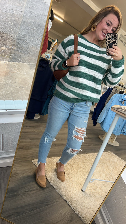 Striped line casual loose sweater