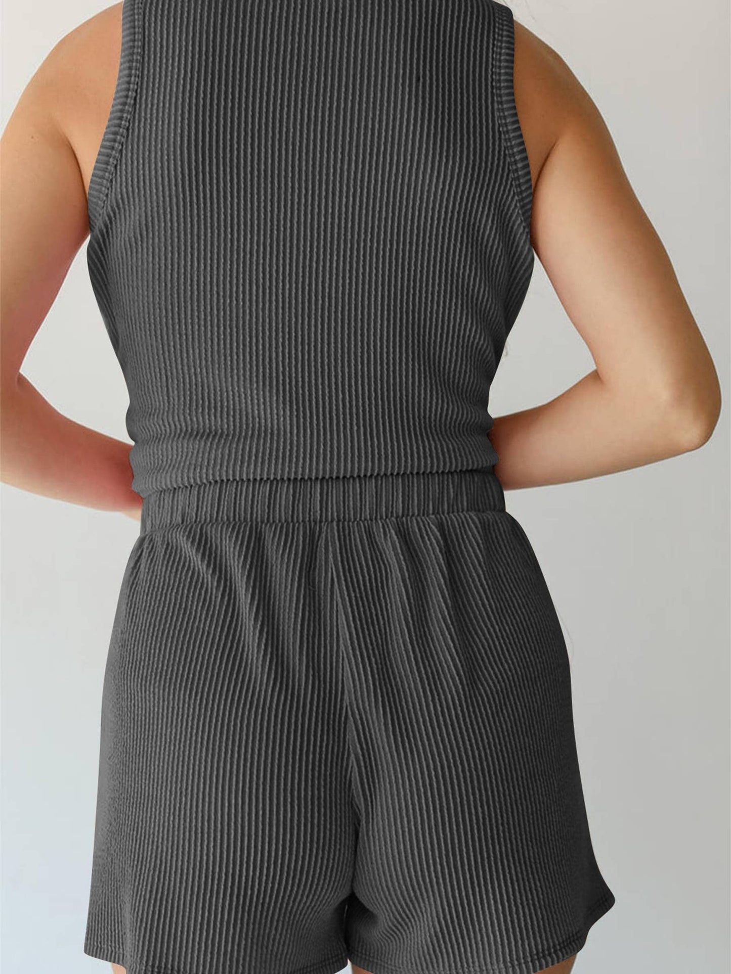 Sleeveless Ribbed Two-piece Set