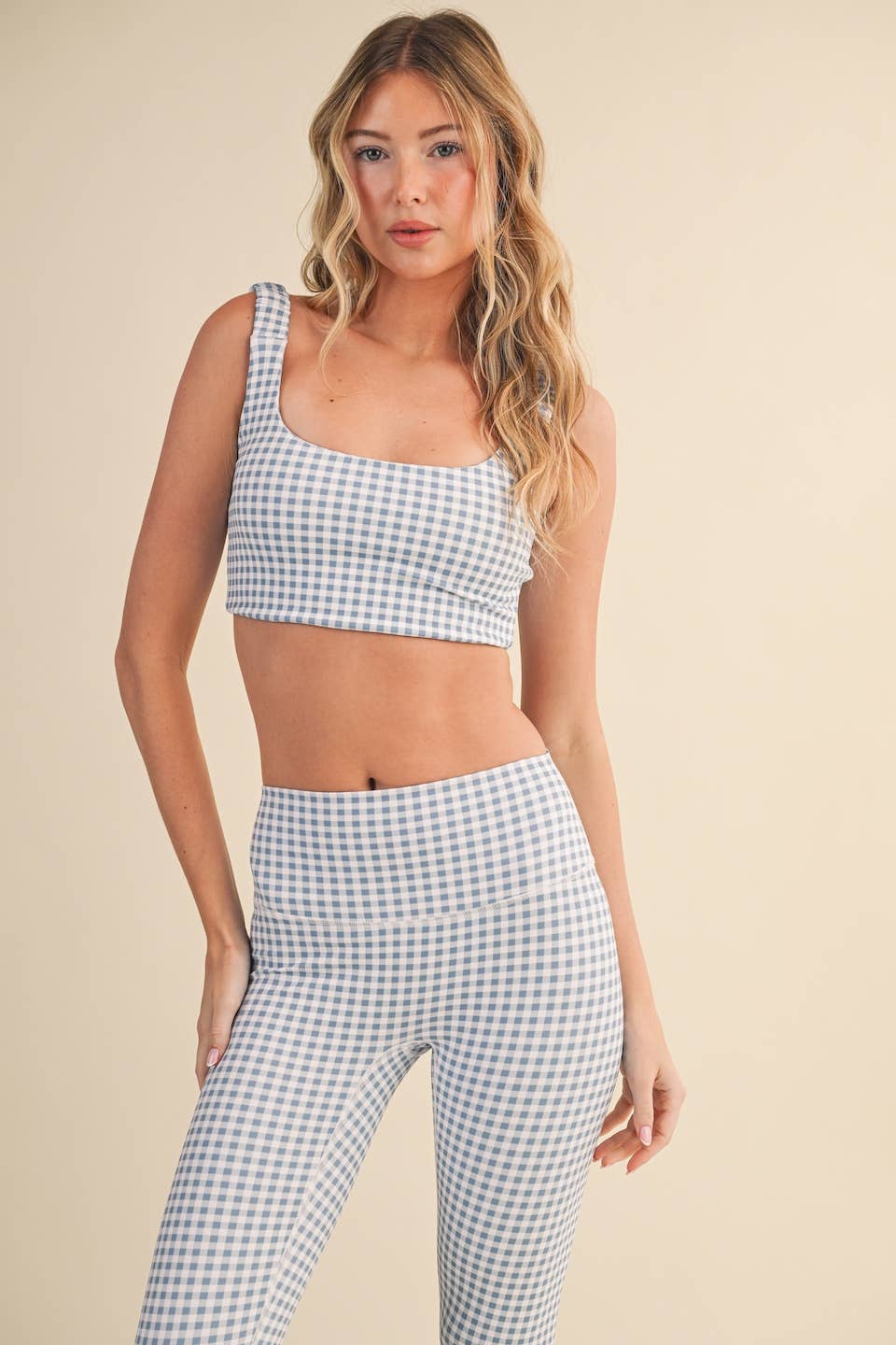 Gingham Print Ruched Bra Top