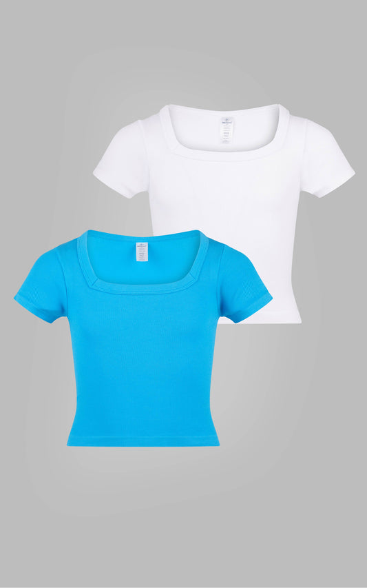 Girls Rib Square Neck Tee-2