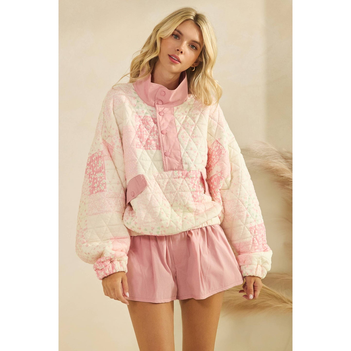 Quilted Quarterzip Sweater