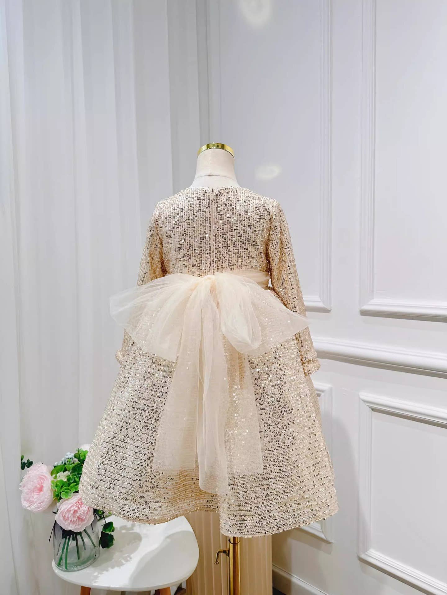 Gold Princess Bow Dress- Girls