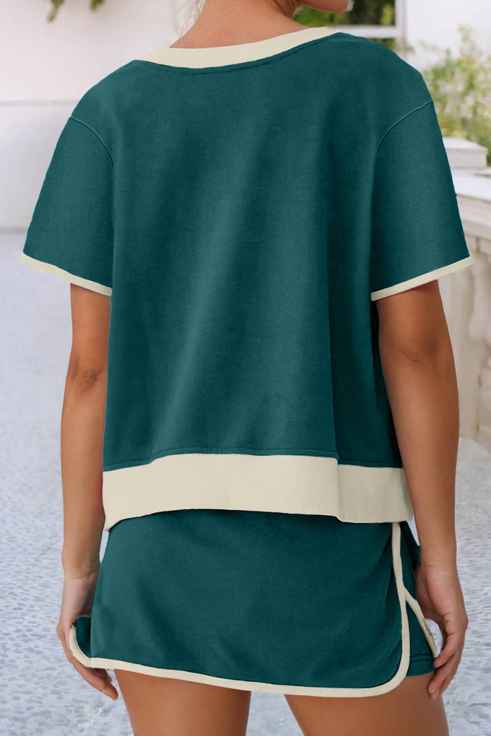 Colorblock T Shirt and Skirt Set
