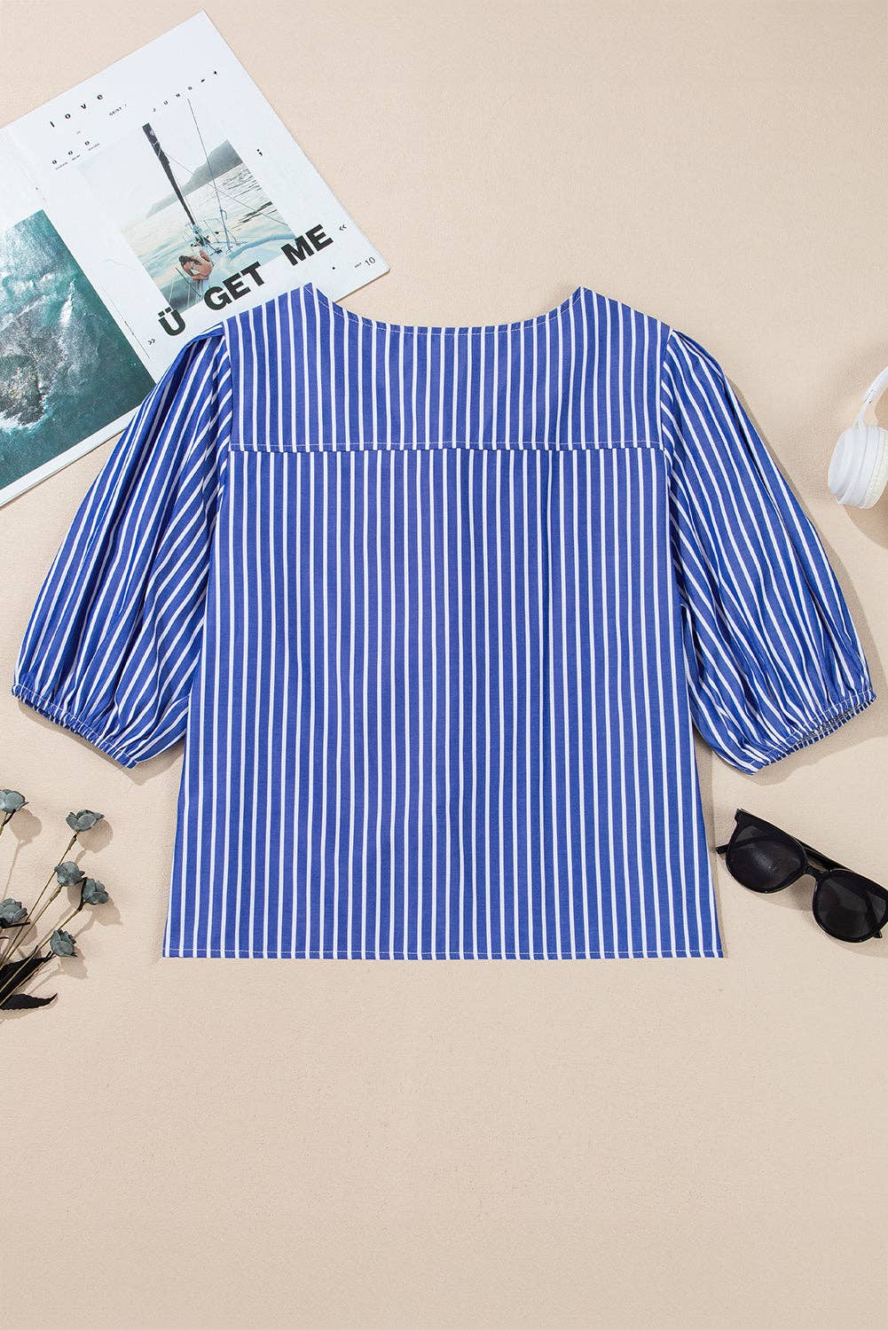 “Stacey” Stripe Bow Blouse