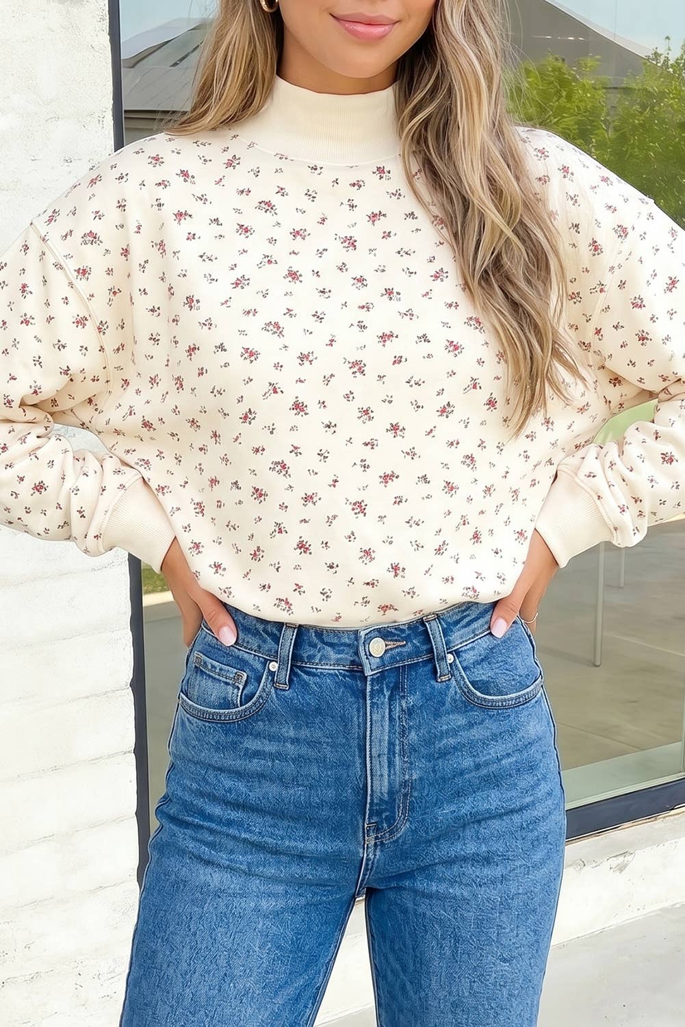 Floral Mockneck Long Sleeve