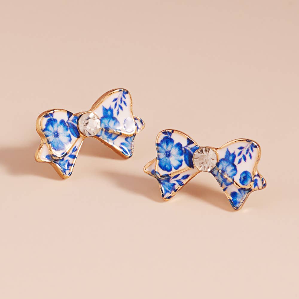 Floral Bow Stud Earrings