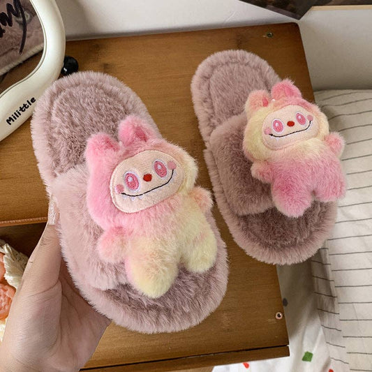Little Monster Plush Slippers- open toe