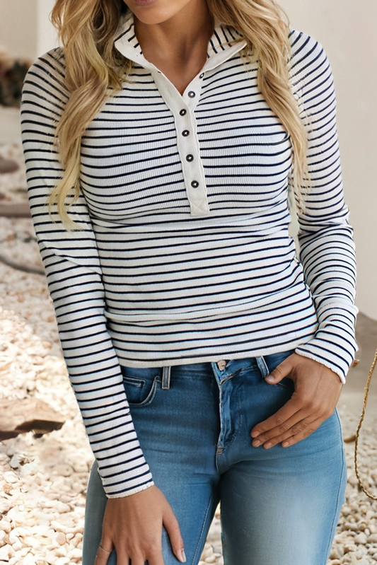 Ribbed Slim Mock Neck Top