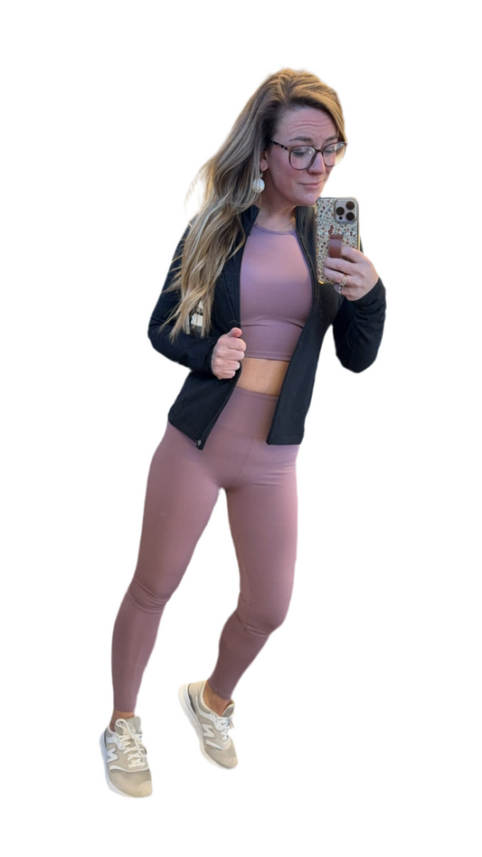 Long Sleeve Crop Top & High Waist Leggings Activewear Set