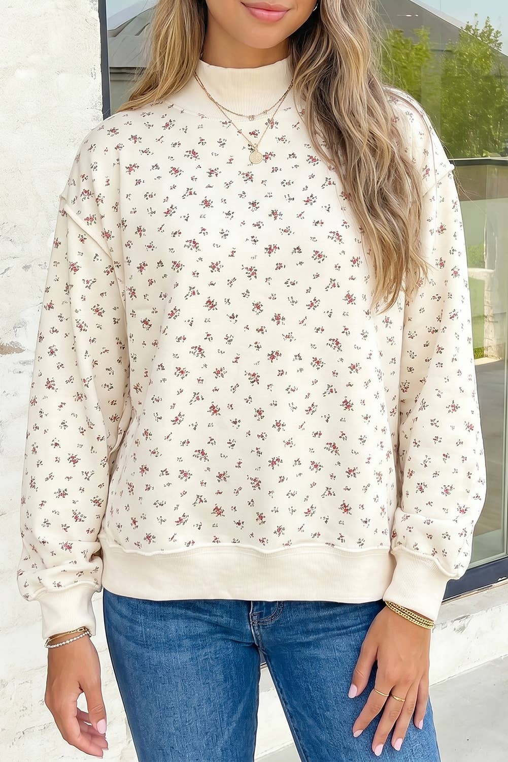 Floral Mockneck Long Sleeve